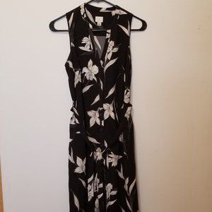 A New Day Floral Sleeveless Button-Down Shirt Dress - Black & White (Small)